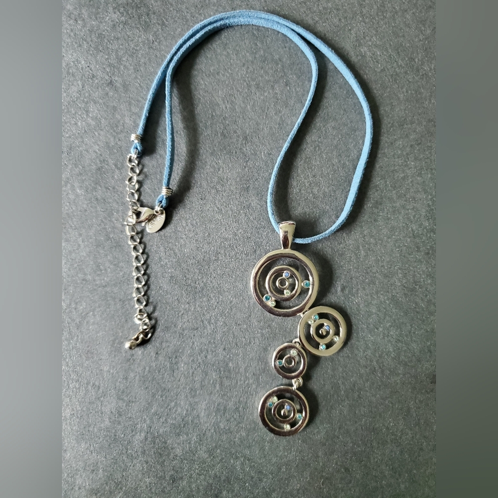 Lia Sophia Silver Necklace with Blue Highlights - Picture 3 of 3